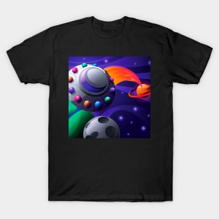 Flying UFO in the Outer Space Concept T-Shirt